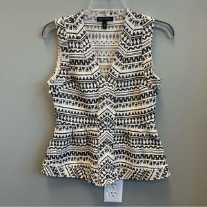 Banana Republic Black and Cream Geometric Blouse